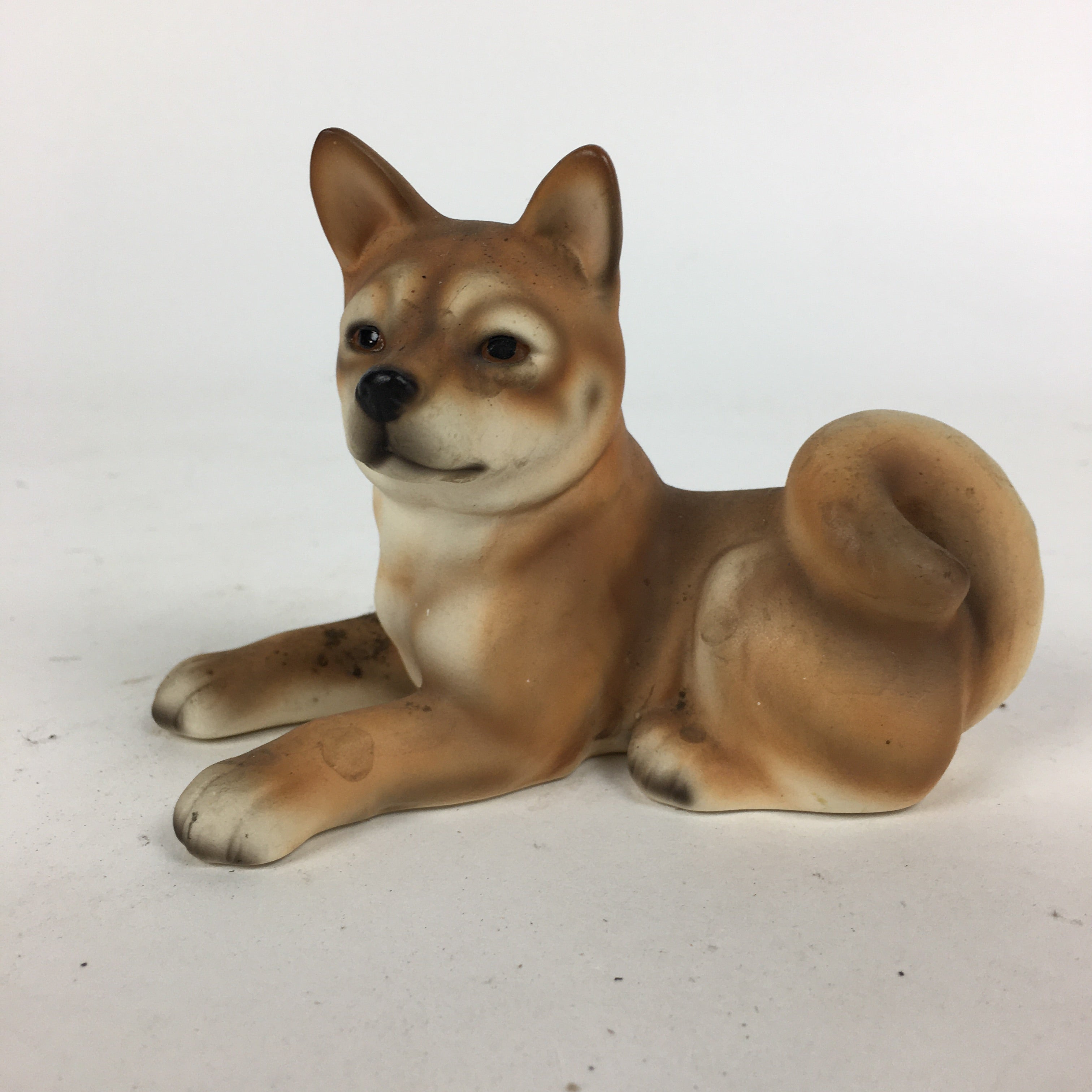 Japanese Ceramic Brown Dog Ornament Vtg Pottery Figurine Okimono Inu BD794