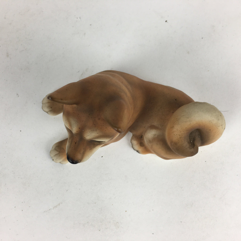 Japanese Ceramic Brown Dog Ornament Vtg Pottery Figurine Okimono Inu BD794