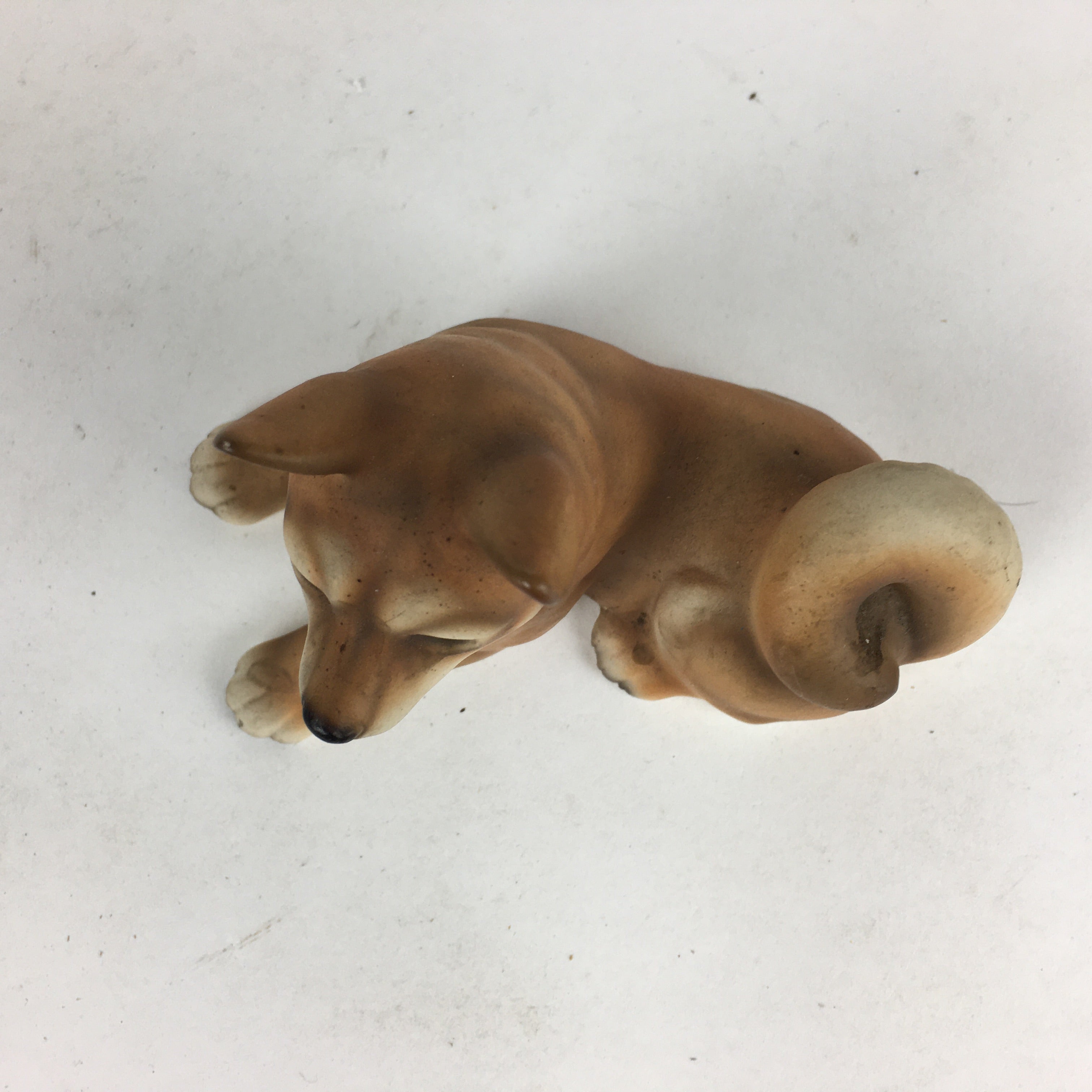 Japanese Ceramic Brown Dog Ornament Vtg Pottery Figurine Okimono Inu BD794