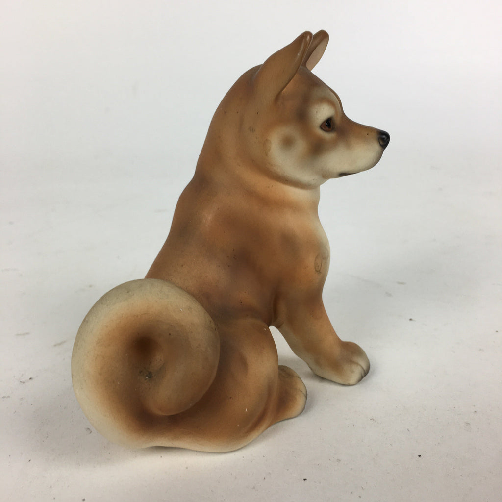 Japanese Ceramic Brown Dog Ornament Vtg Pottery Figurine Okimono Inu BD795