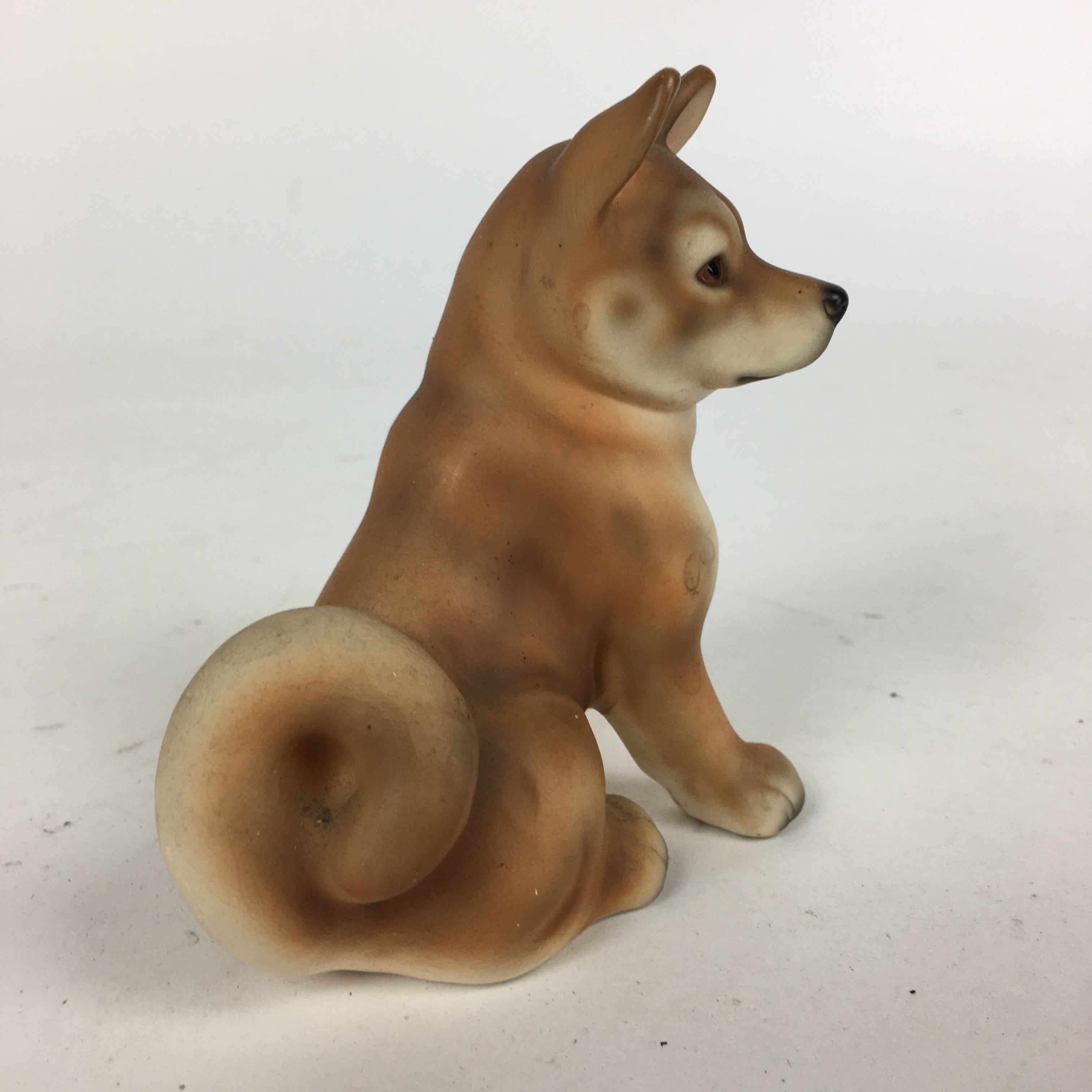 Japanese Ceramic Brown Dog Ornament Vtg Pottery Figurine Okimono Inu BD795
