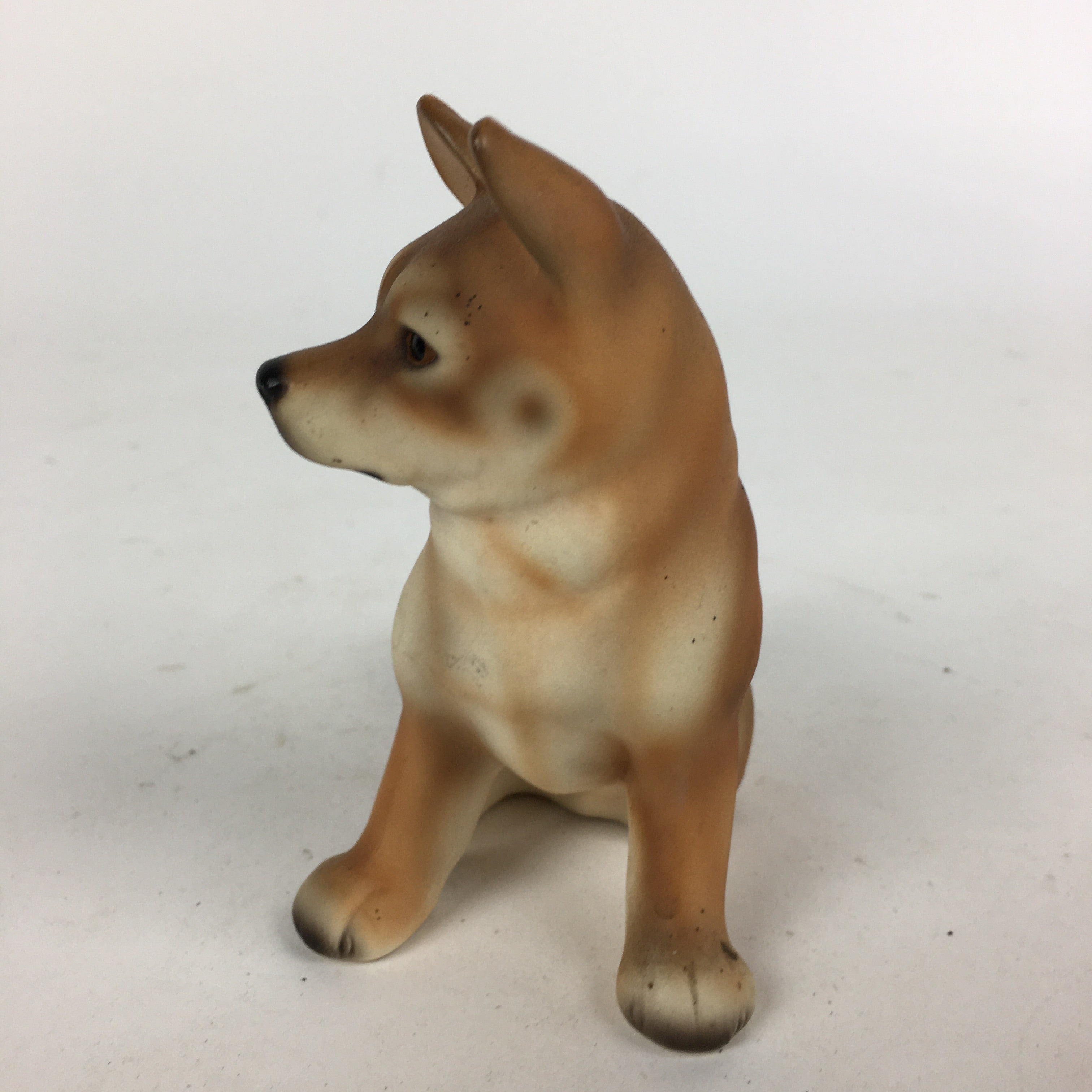 Japanese Ceramic Brown Dog Ornament Vtg Pottery Figurine Okimono Inu BD795