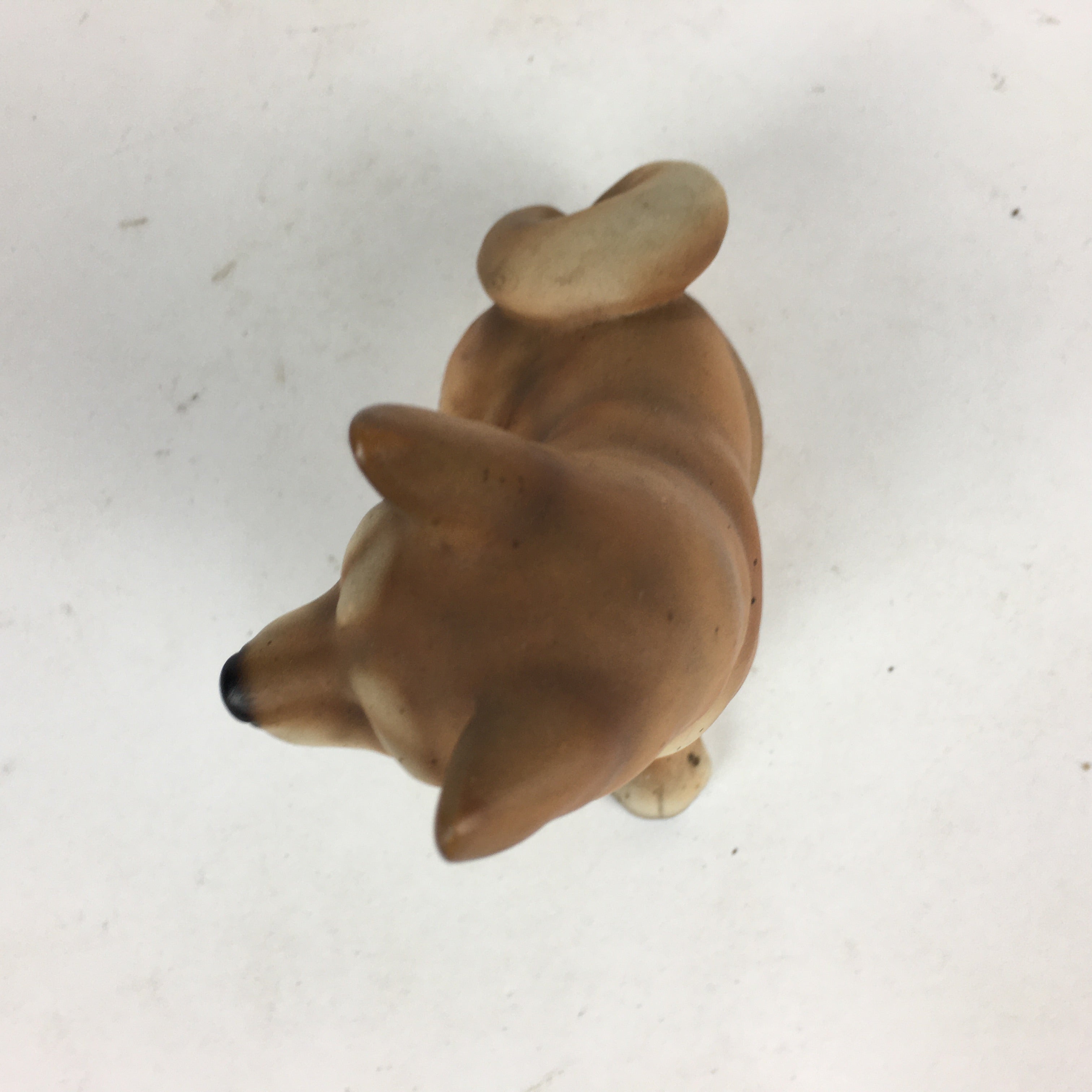 Japanese Ceramic Brown Dog Ornament Vtg Pottery Figurine Okimono Inu BD795