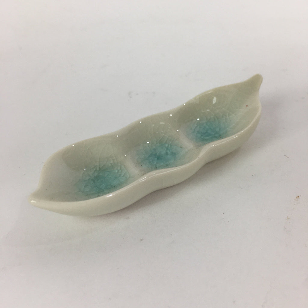 Japanese Ceramic Chopstick Rest Holder Vtg Edamame Beans Shape White CR212