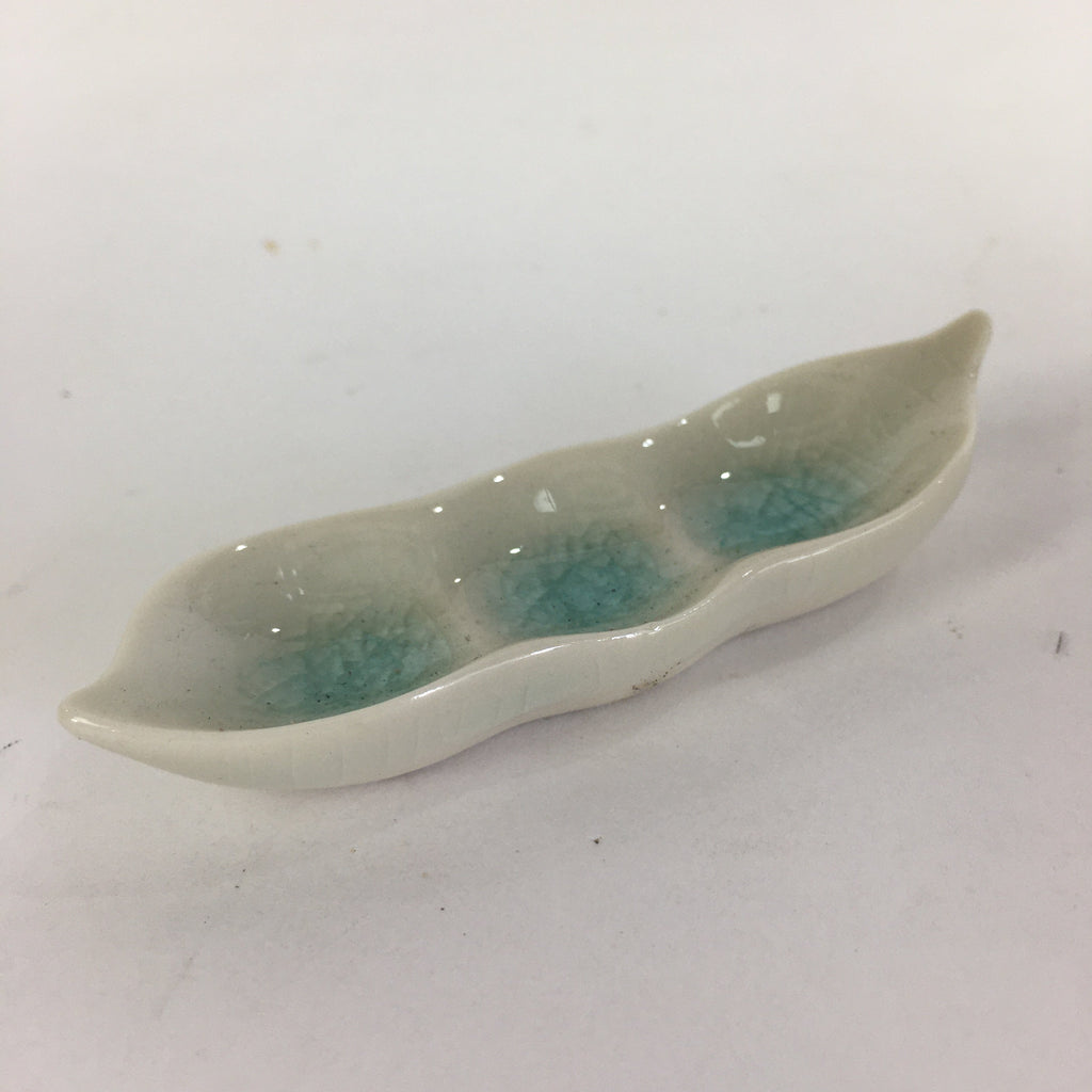 Japanese Ceramic Chopstick Rest Holder Vtg Edamame Beans Shape White CR214