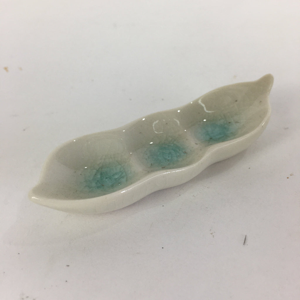 Japanese Ceramic Chopstick Rest Holder Vtg Edamame Beans Shape White CR215