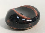 Japanese Ceramic Chopstick Rest Holder Vtg Pottery Round Black Brown CR198