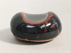Japanese Ceramic Chopstick Rest Holder Vtg Pottery Round Black Brown CR198