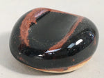 Japanese Ceramic Chopstick Rest Holder Vtg Pottery Round Black Brown CR198