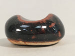 Japanese Ceramic Chopstick Rest Holder Vtg Pottery Round Black Brown CR198