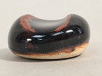 Japanese Ceramic Chopstick Rest Holder Vtg Pottery Round Black Brown CR198
