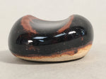 Japanese Ceramic Chopstick Rest Holder Vtg Pottery Round Black Brown CR198