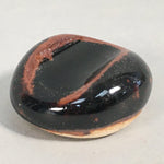 Japanese Ceramic Chopstick Rest Holder Vtg Pottery Round Black Brown CR198