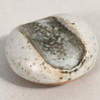 Japanese Ceramic Chopstick Rest Holder Vtg Pottery Round Gray Green CR197