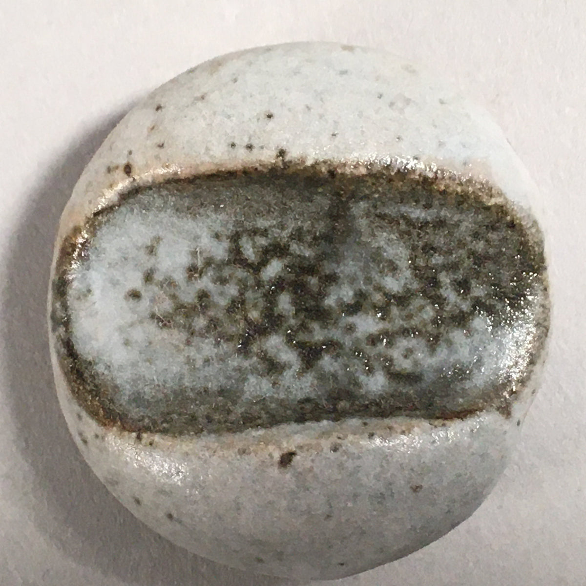 Japanese Ceramic Chopstick Rest Holder Vtg Pottery Round Gray Green CR197