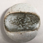 Japanese Ceramic Chopstick Rest Holder Vtg Pottery Round Gray Green CR197