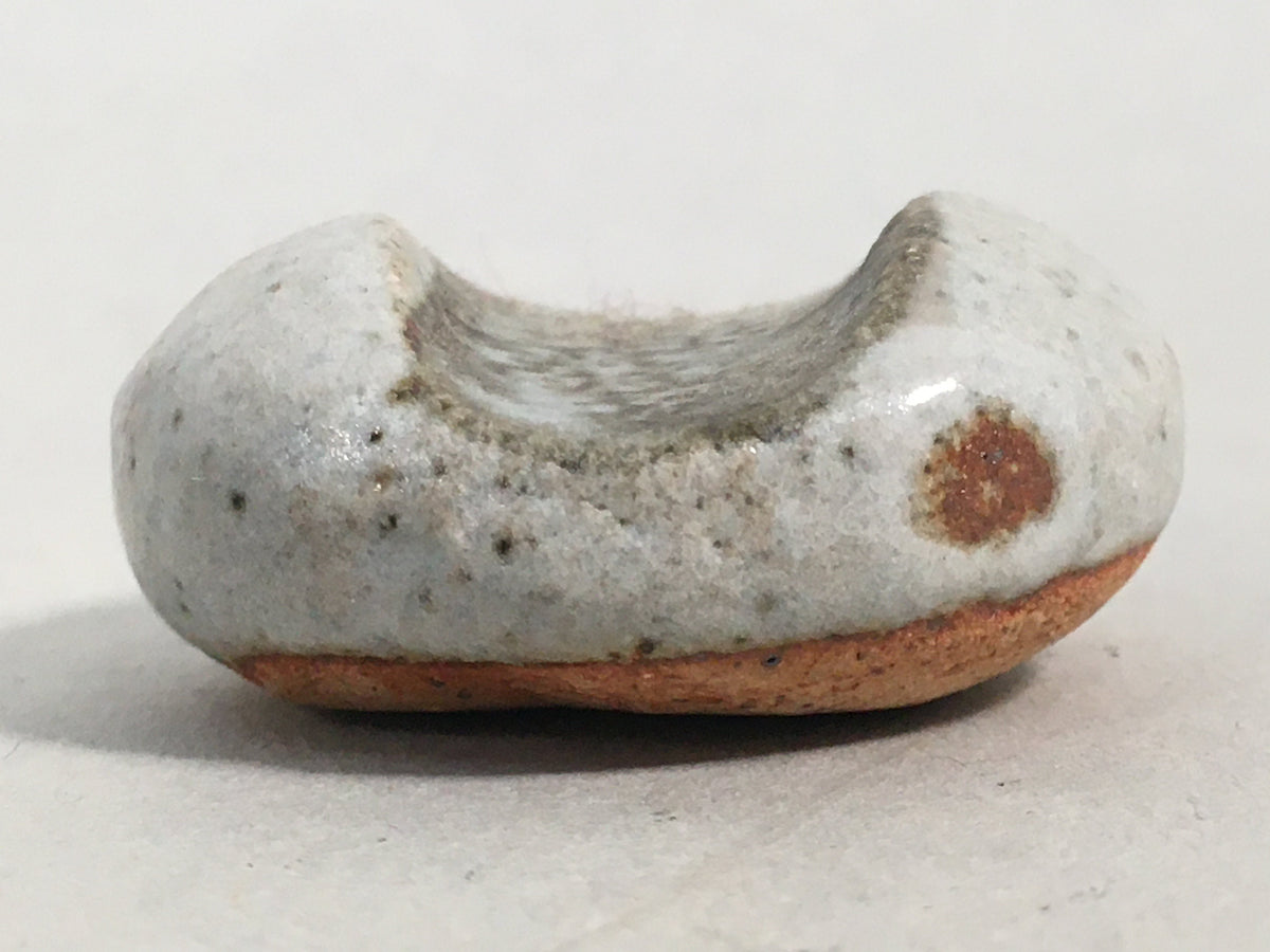Japanese Ceramic Chopstick Rest Holder Vtg Pottery Round Gray Green CR197