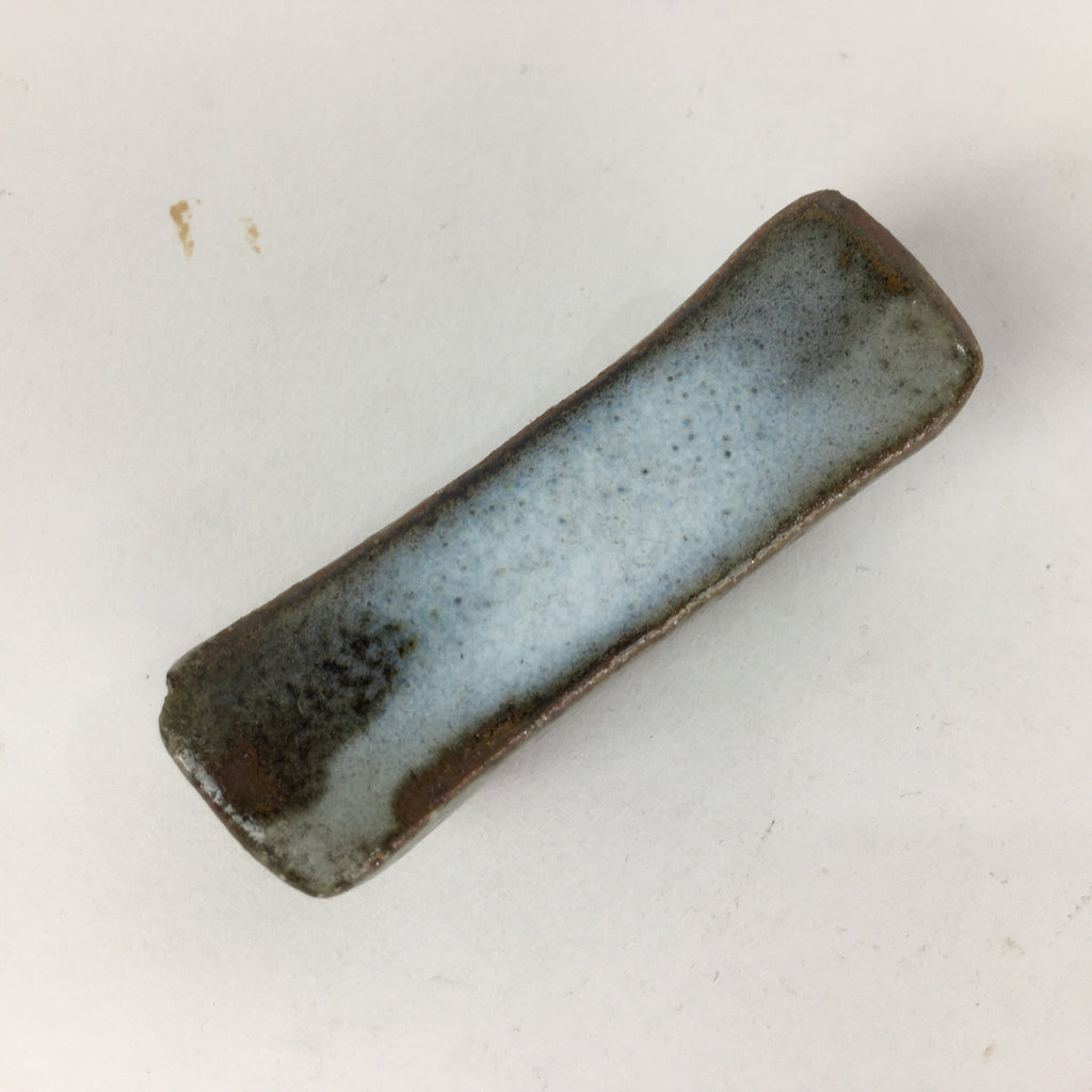 Japanese Ceramic Chopstick Rest Holder Vtg Rectangle White Brown Hashioki CR228