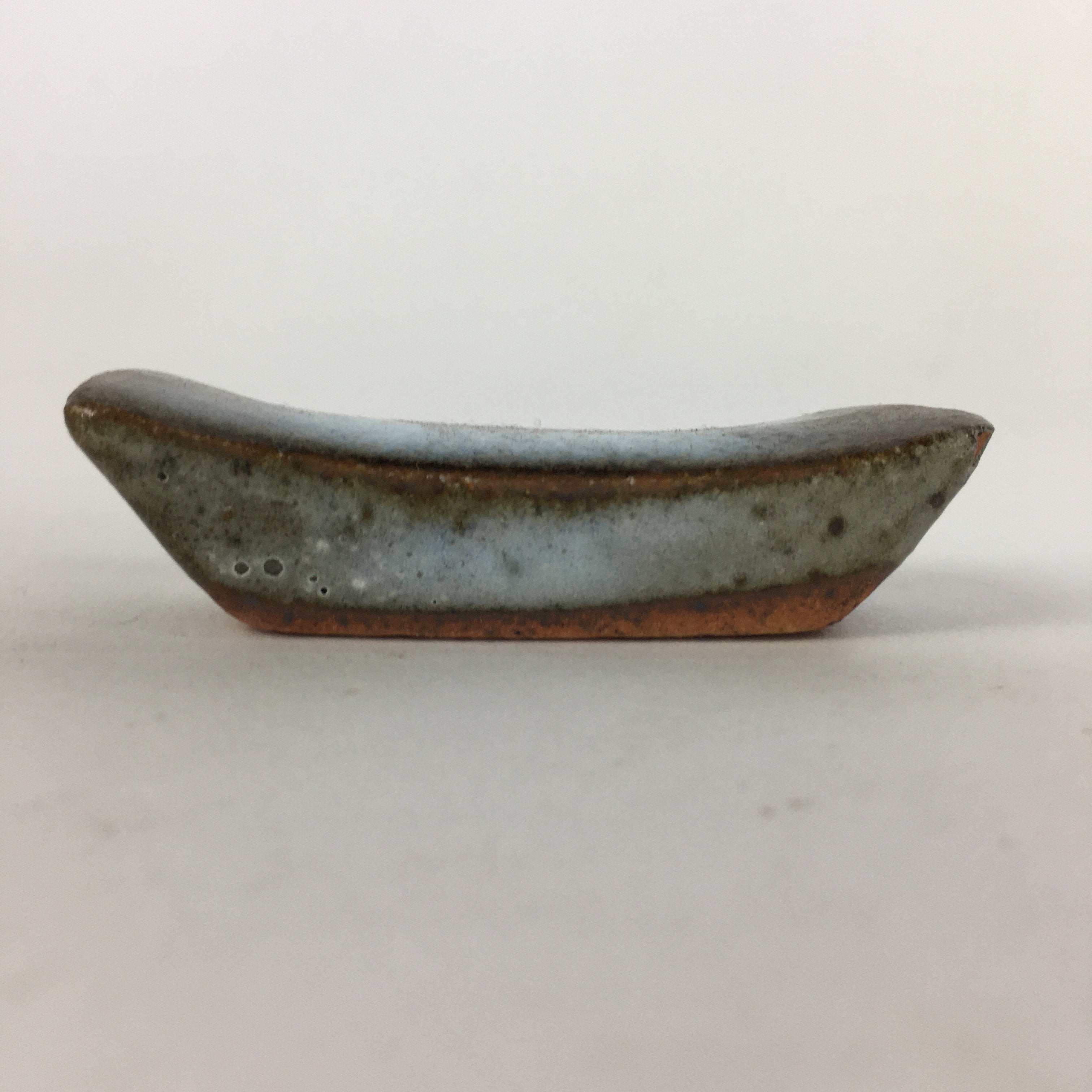 Japanese Ceramic Chopstick Rest Holder Vtg Rectangle White Brown Hashioki CR228