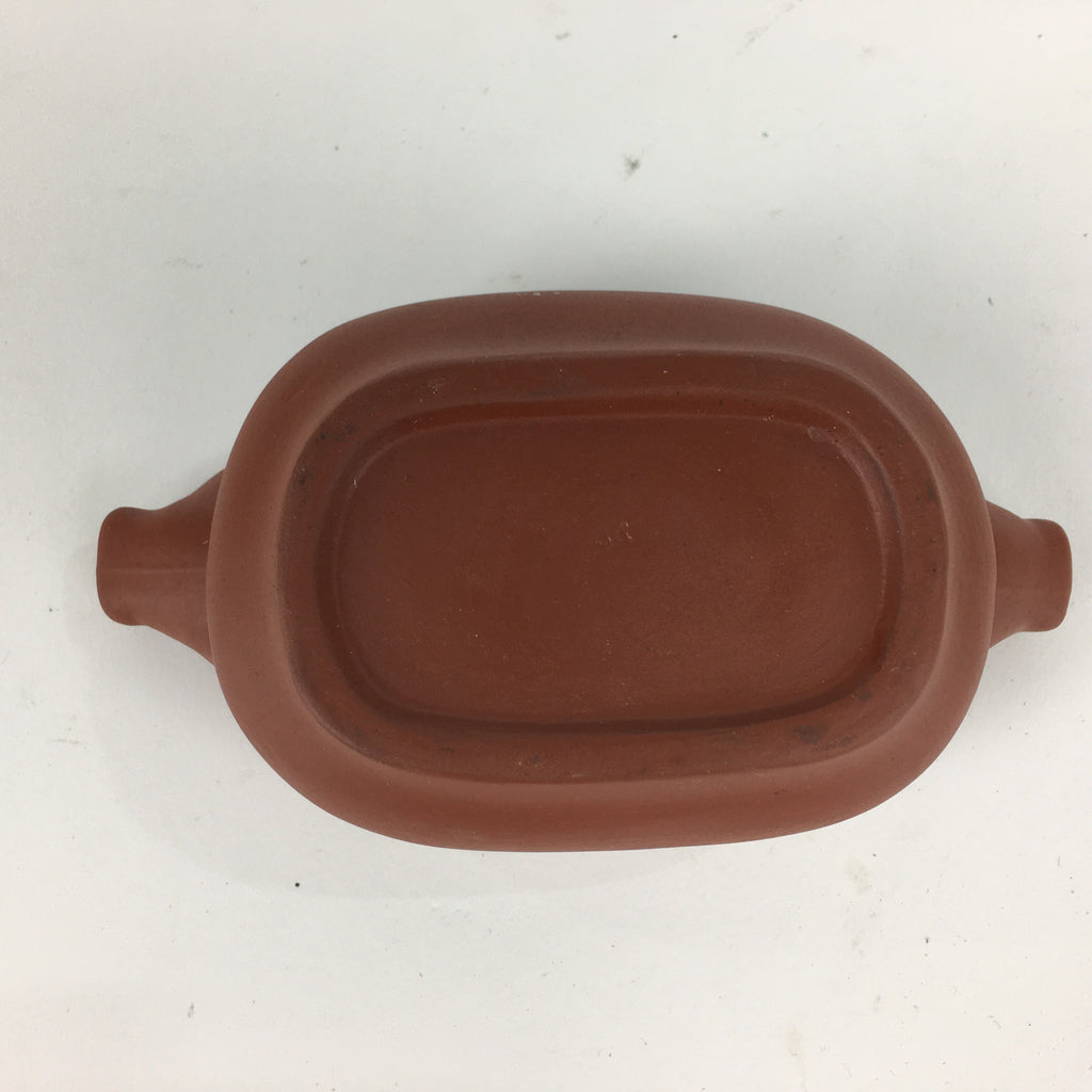 Japanese Ceramic Container Vtg Pottery Cow Tokoname ware Oval Red Clay PP793