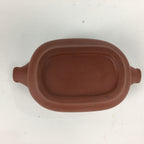 Japanese Ceramic Container Vtg Pottery Cow Tokoname ware Oval Red Clay PP793