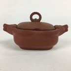 Japanese Ceramic Container Vtg Pottery Cow Tokoname ware Oval Red Clay PP793