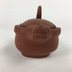 Japanese Ceramic Container Vtg Pottery Cow Tokoname ware Oval Red Clay PP793