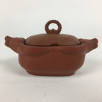 Japanese Ceramic Container Vtg Pottery Cow Tokoname ware Oval Red Clay PP793