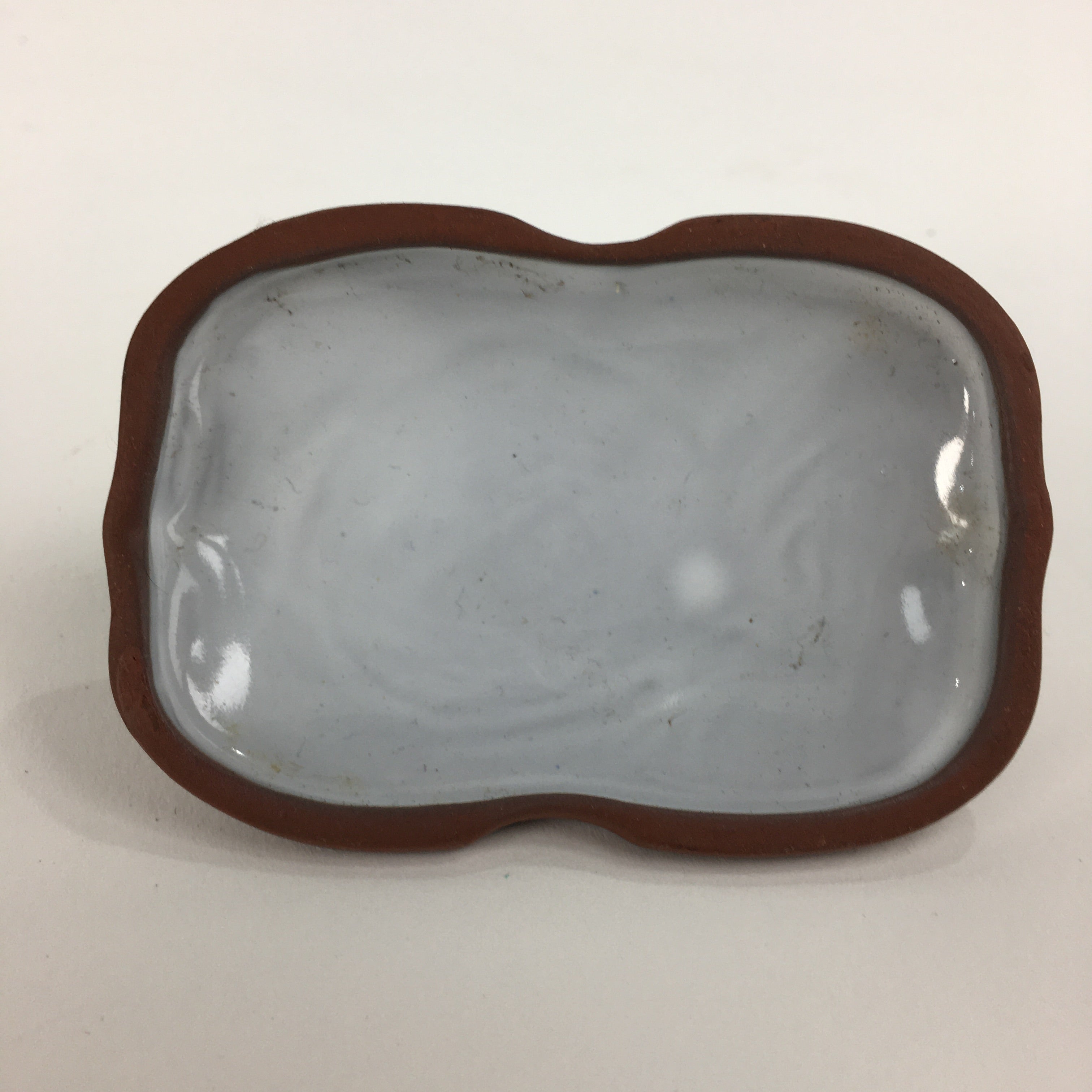 Japanese Ceramic Container Vtg Pottery Cow Tokoname ware Oval Red Clay PP793