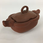Japanese Ceramic Container Vtg Pottery Cow Tokoname ware Oval Red Clay PP793
