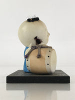 Japanese Ceramic Doll Baby Sleeping On Drum Vtg Wooden Stand Festival White BD84