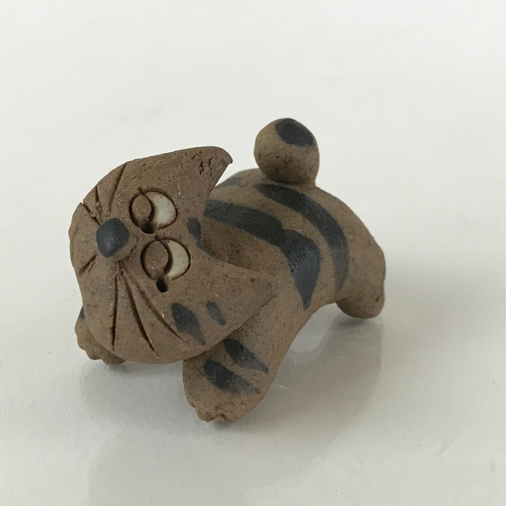 Japanese Ceramic Doll Cat Figurine Vtg Small Ornament Okimono KF585