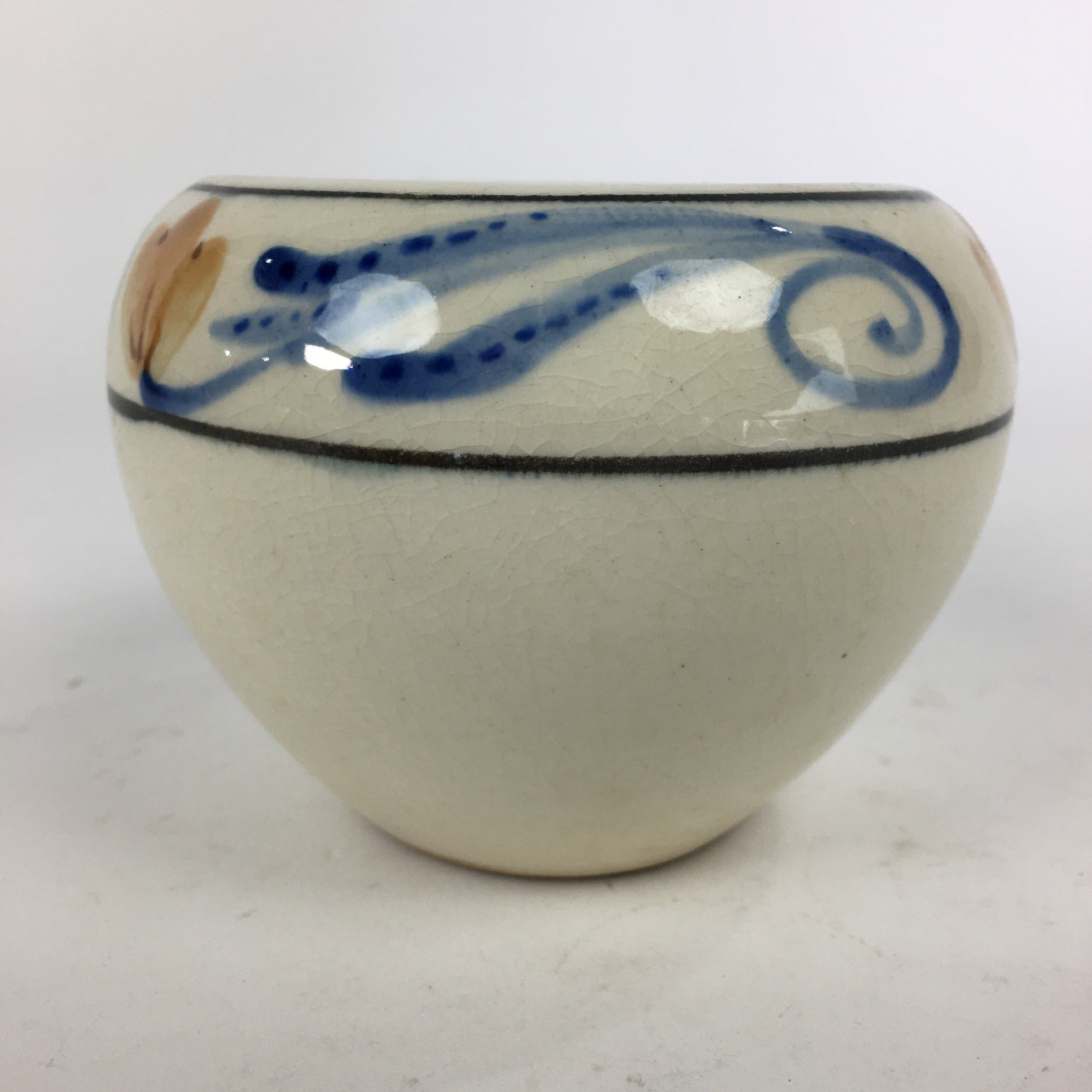 Japanese Ceramic Flower Pot Cover Vtg Pottery House Plant Round Shape PP840