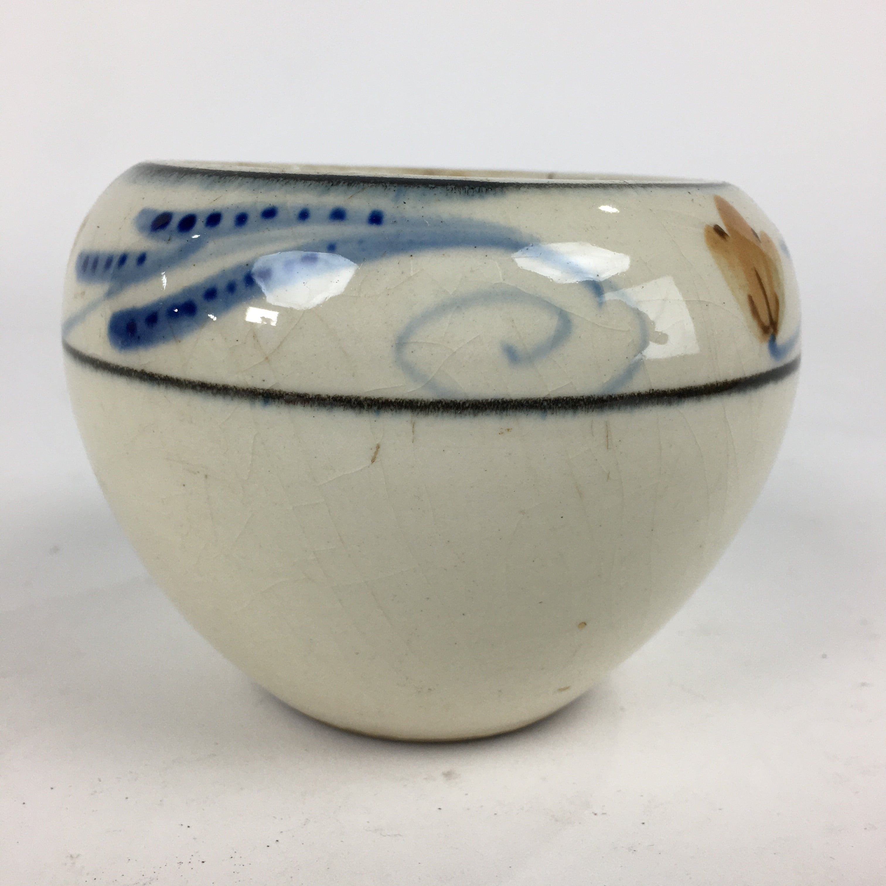 Japanese Ceramic Flower Pot Cover Vtg Pottery House Plant Round Shape PP882