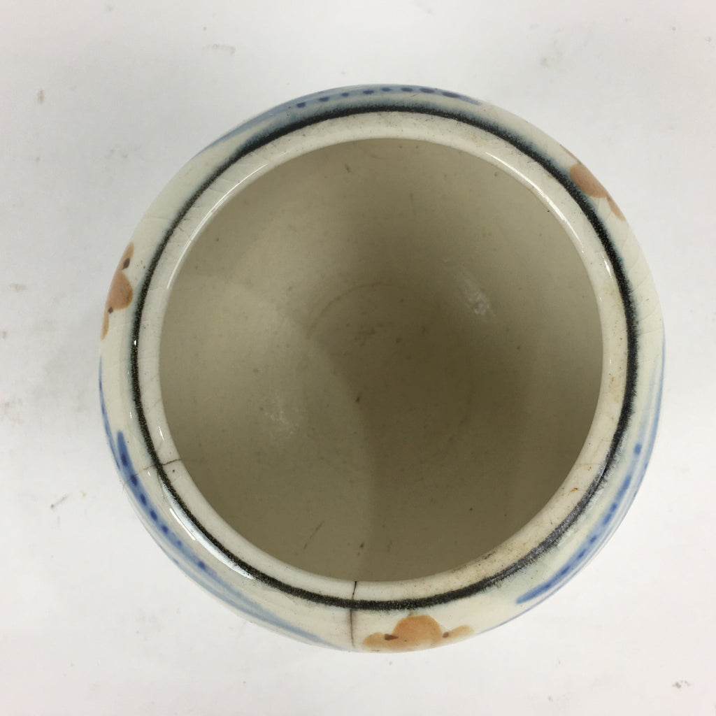 Japanese Ceramic Flower Pot Cover Vtg Pottery House Plant Round Shape PP882