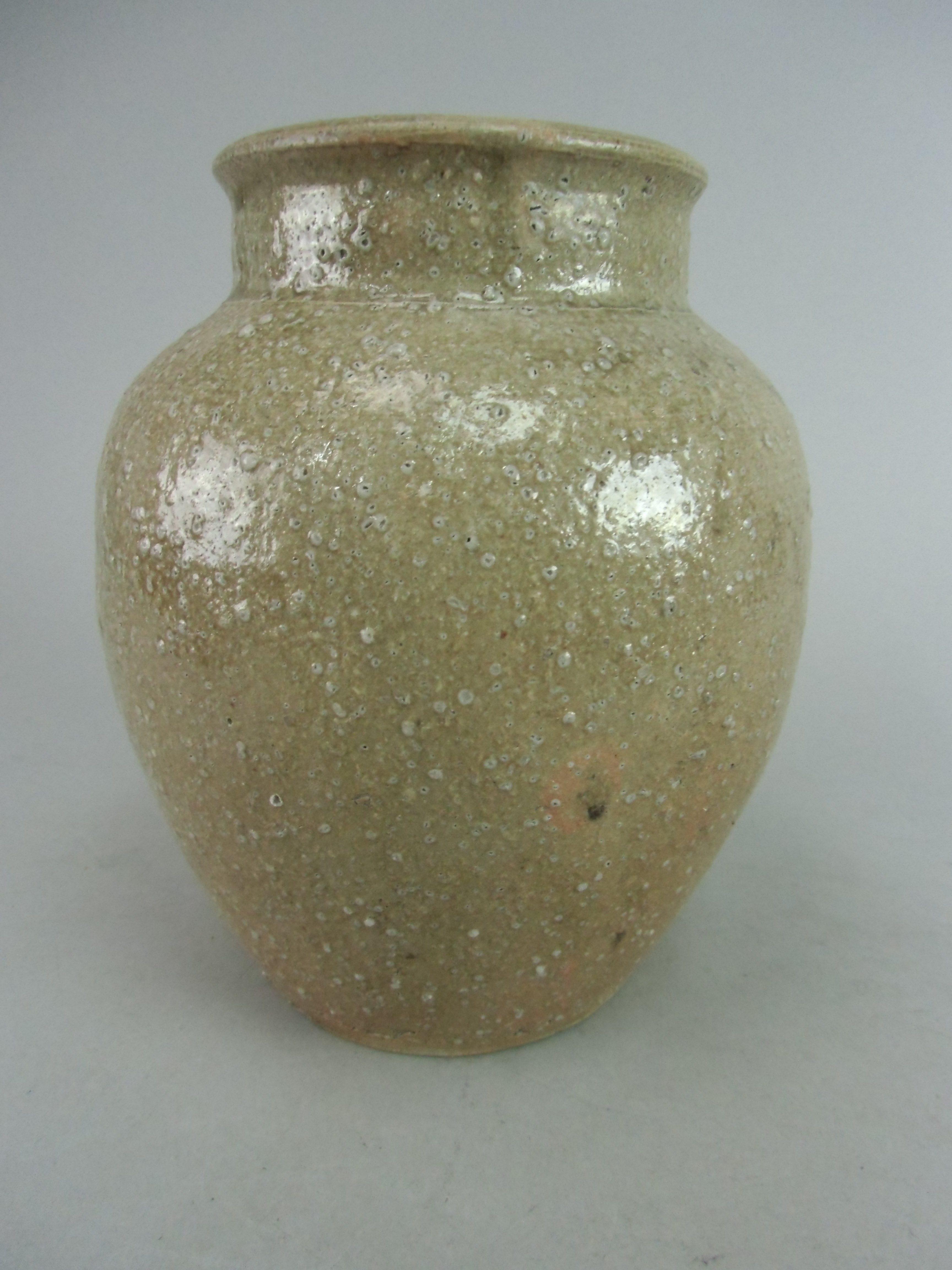 Japanese Ceramic Flower Vase Kabin Ikebana Arrangement Beige Pottery FV567