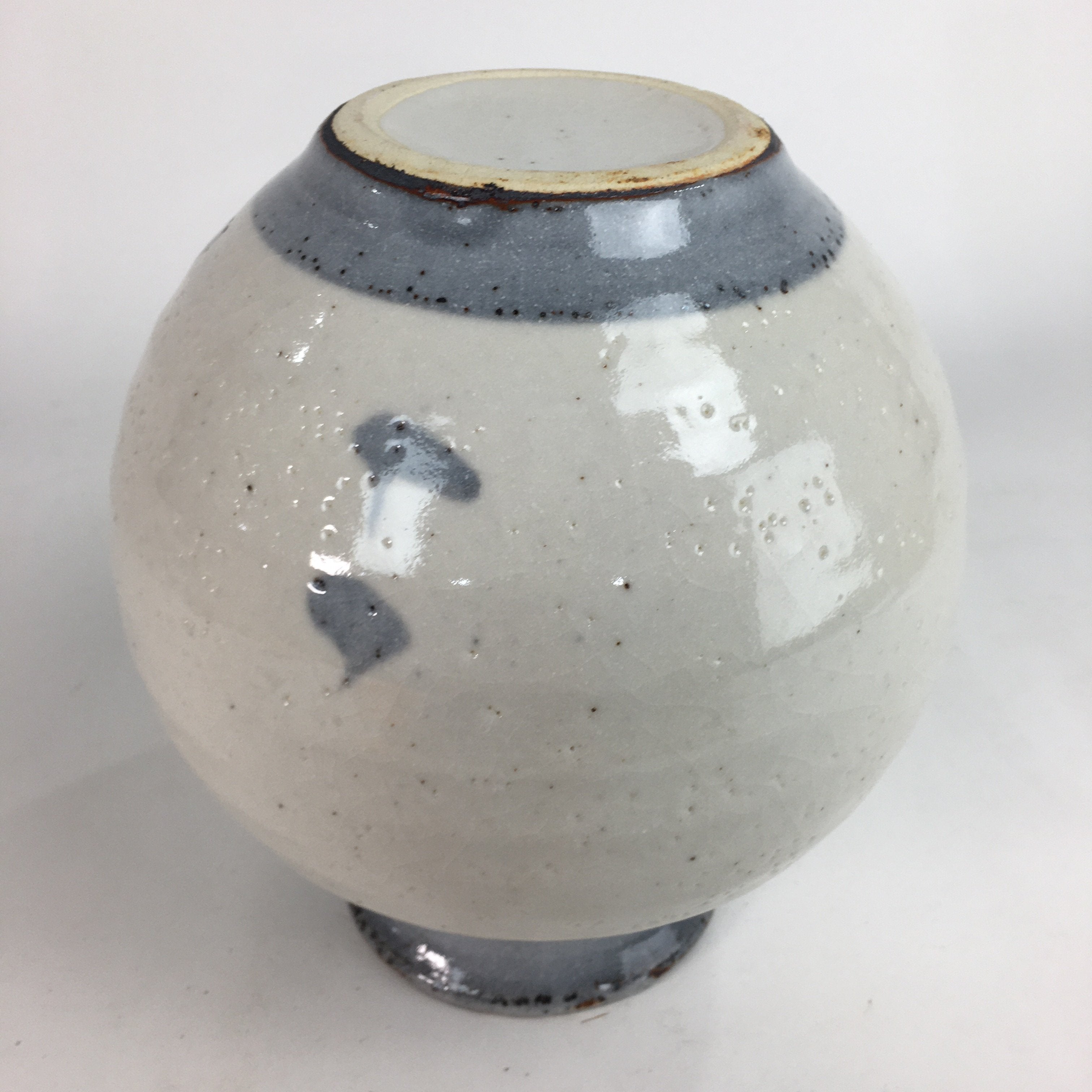 Japanese Ceramic Flower Vase Kabin Mino ware Vtg Pottery White Ikebana FV921