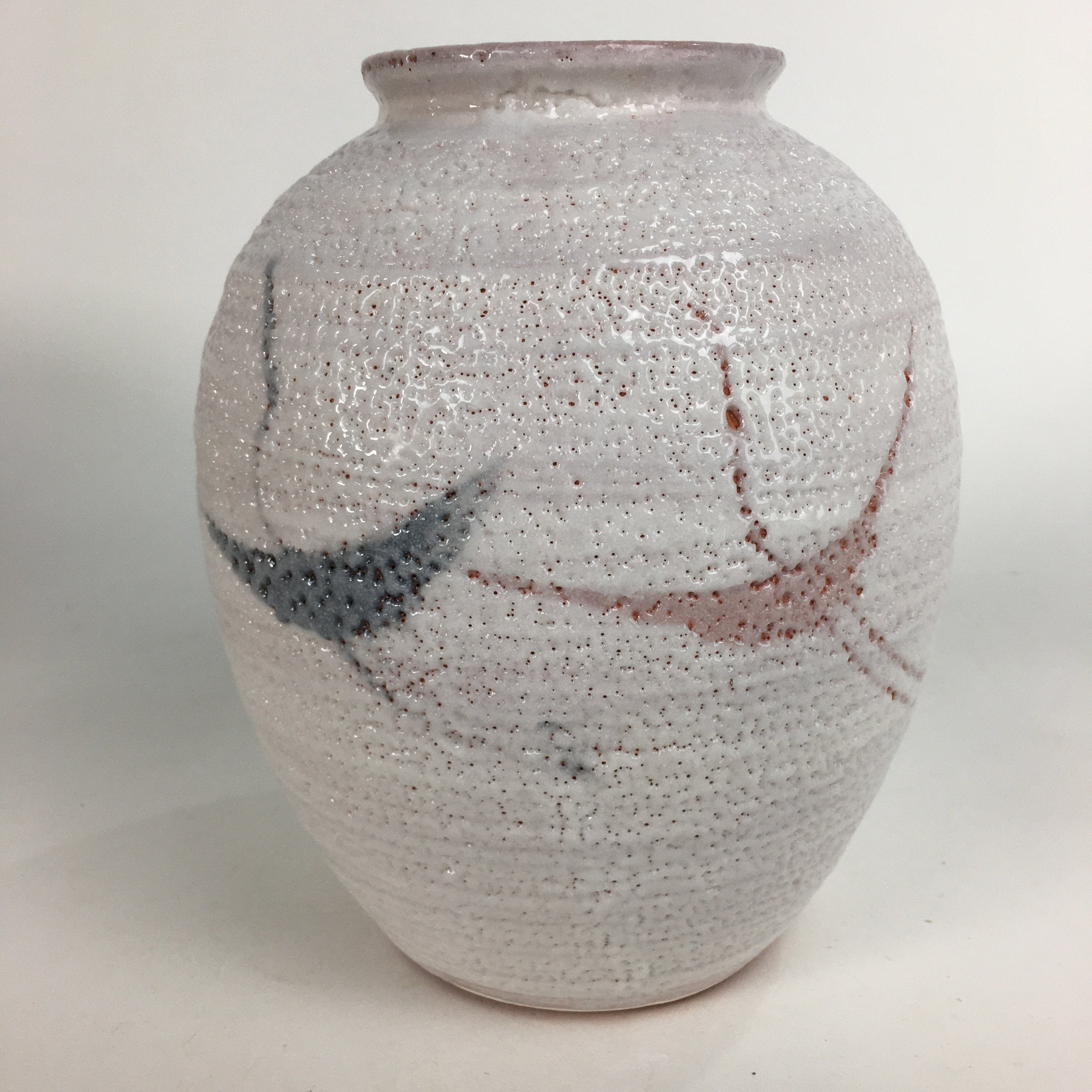Japanese Ceramic Flower Vase Kabin Mino ware Vtg Pottery White Ikebana FV927