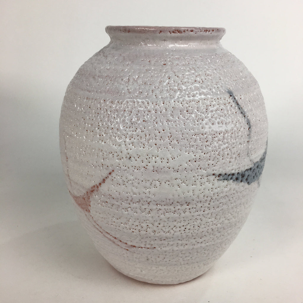 Japanese Ceramic Flower Vase Kabin Mino ware Vtg Pottery White Ikebana FV927