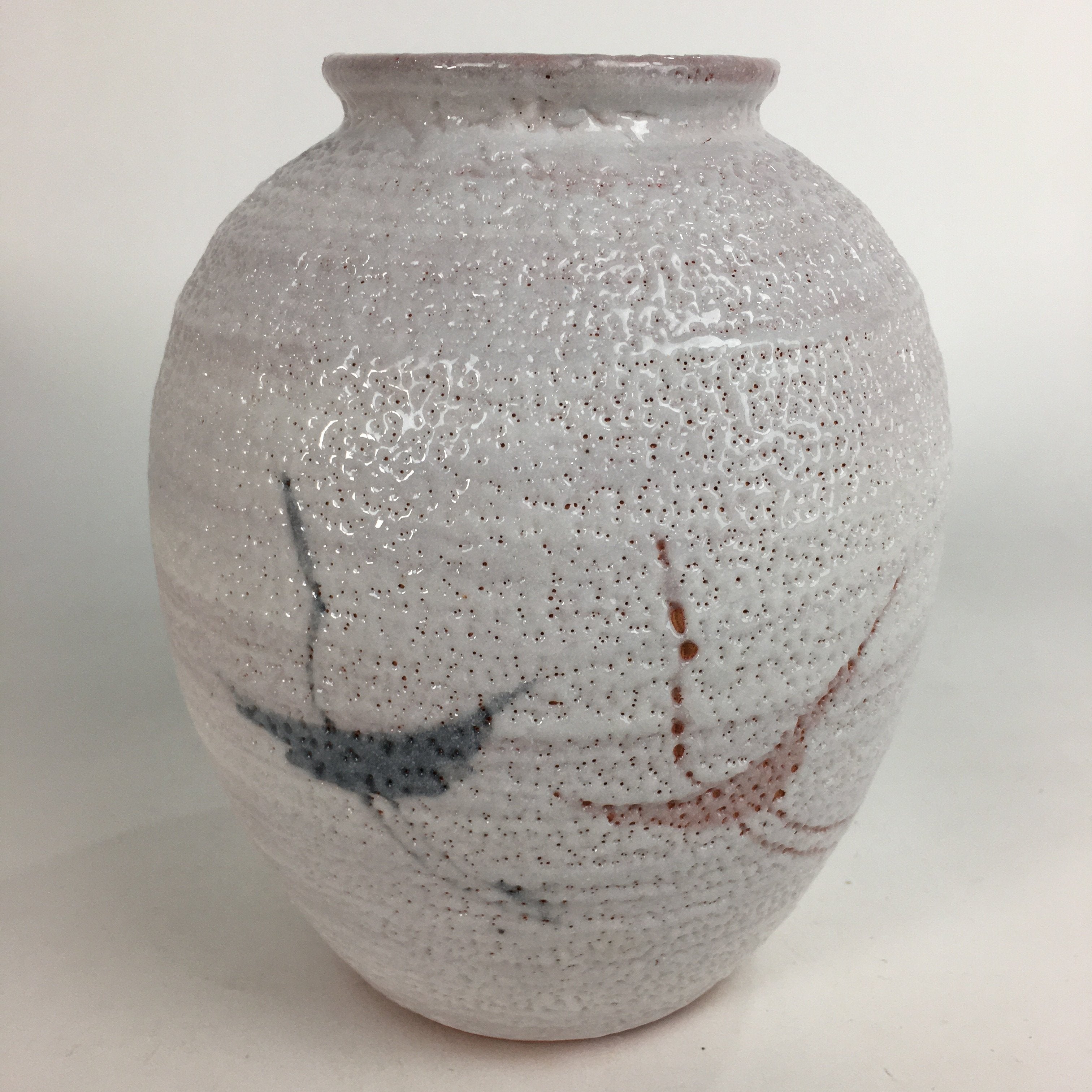 Japanese Ceramic Flower Vase Kabin Mino ware Vtg Pottery White Ikebana FV927