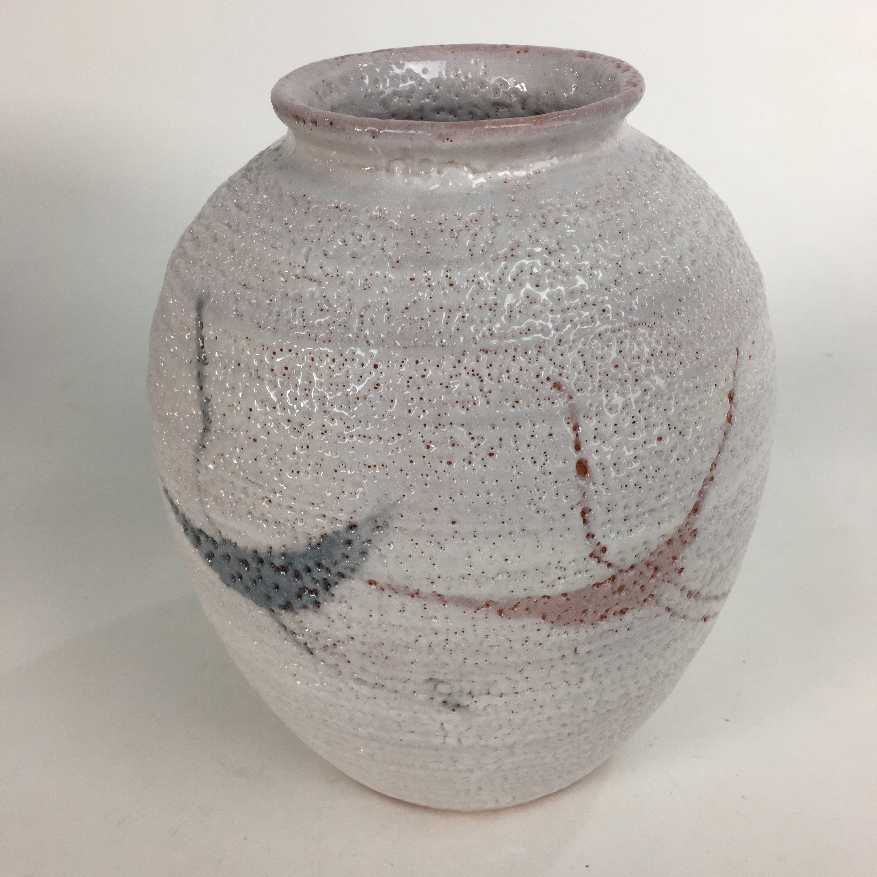 Japanese Ceramic Flower Vase Kabin Mino ware Vtg Pottery White Ikebana FV927