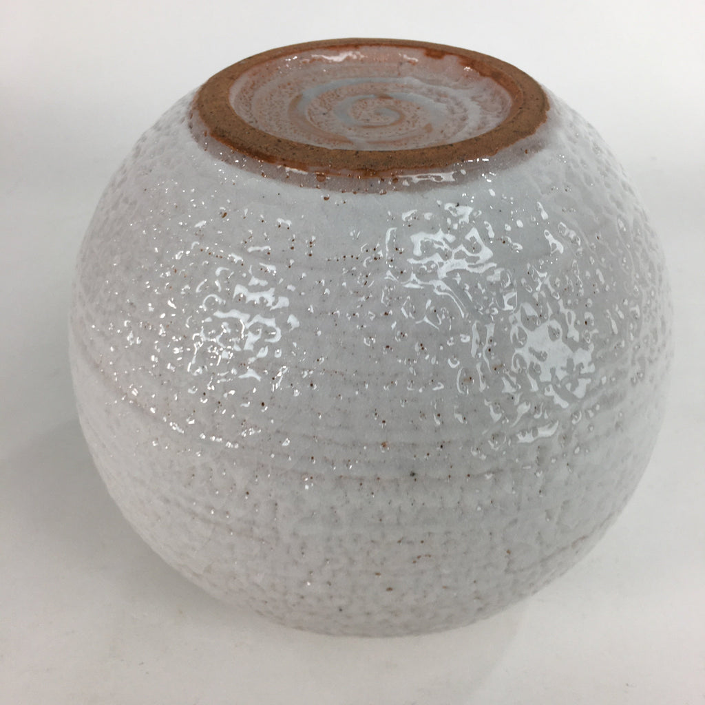 Japanese Ceramic Flower Vase Kabin Mino ware Vtg Pottery White Ikebana FV932