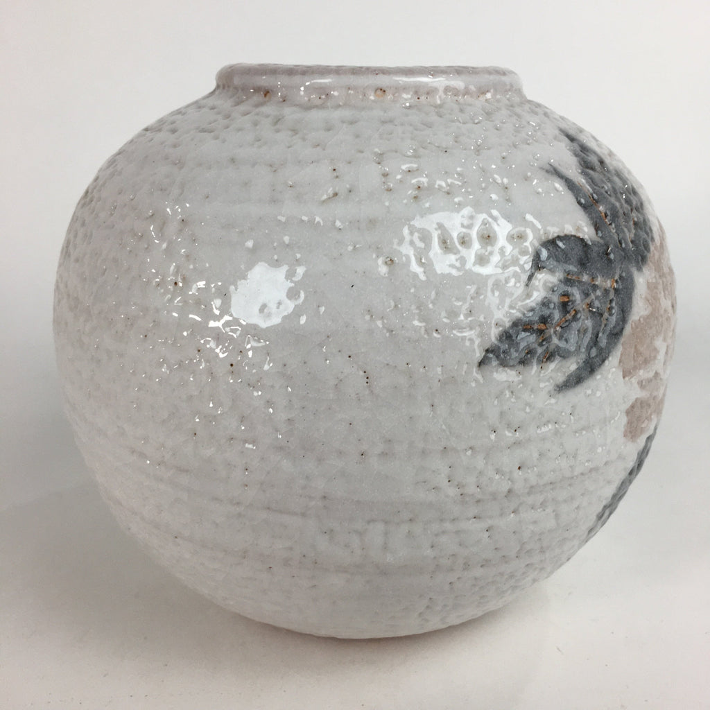 Japanese Ceramic Flower Vase Kabin Mino ware Vtg Pottery White Ikebana FV932