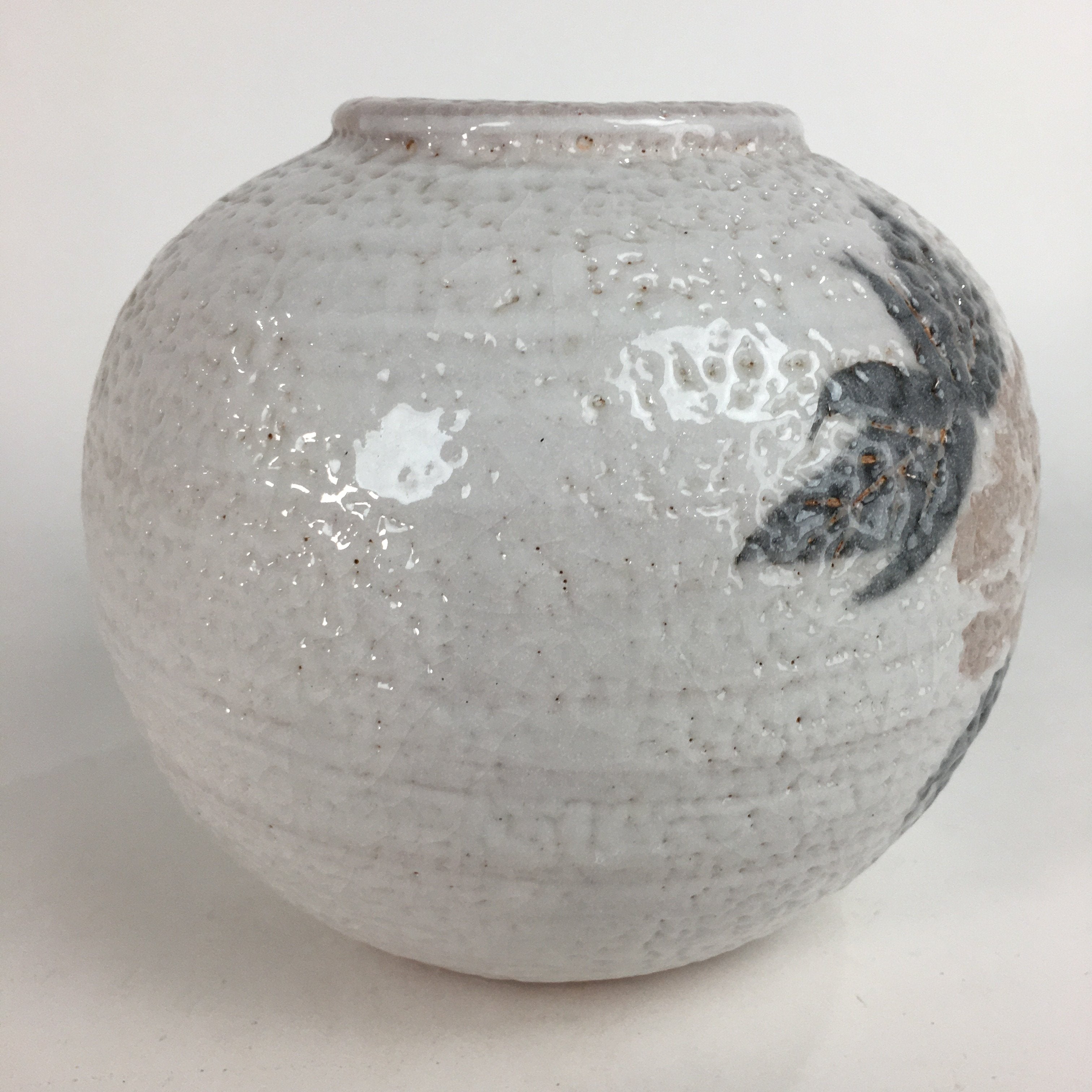Japanese Ceramic Flower Vase Kabin Mino ware Vtg Pottery White Ikebana FV932