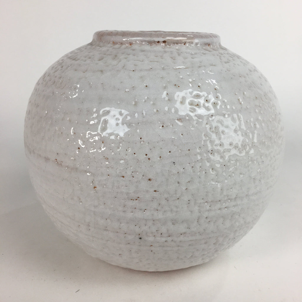 Japanese Ceramic Flower Vase Kabin Mino ware Vtg Pottery White Ikebana FV932
