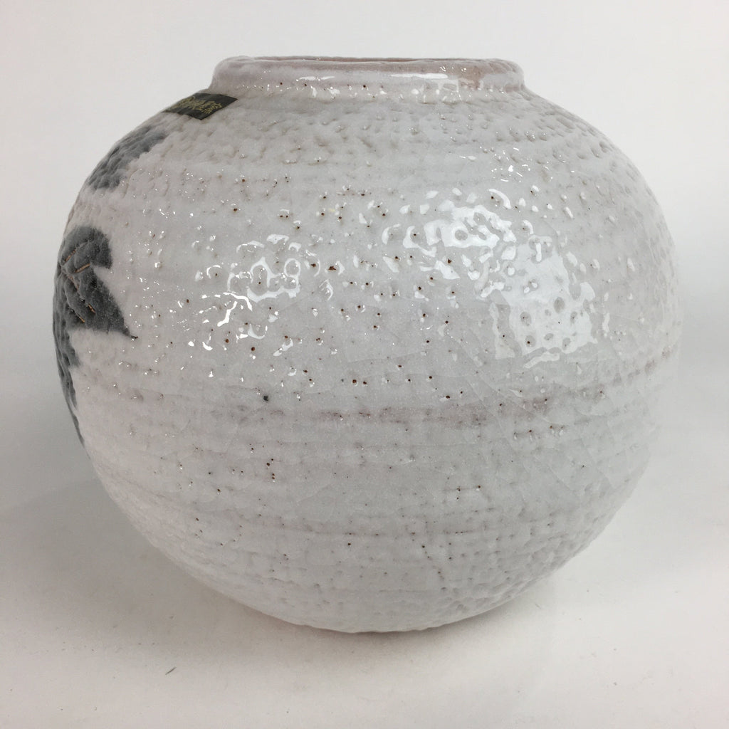 Japanese Ceramic Flower Vase Kabin Mino ware Vtg Pottery White Ikebana FV932