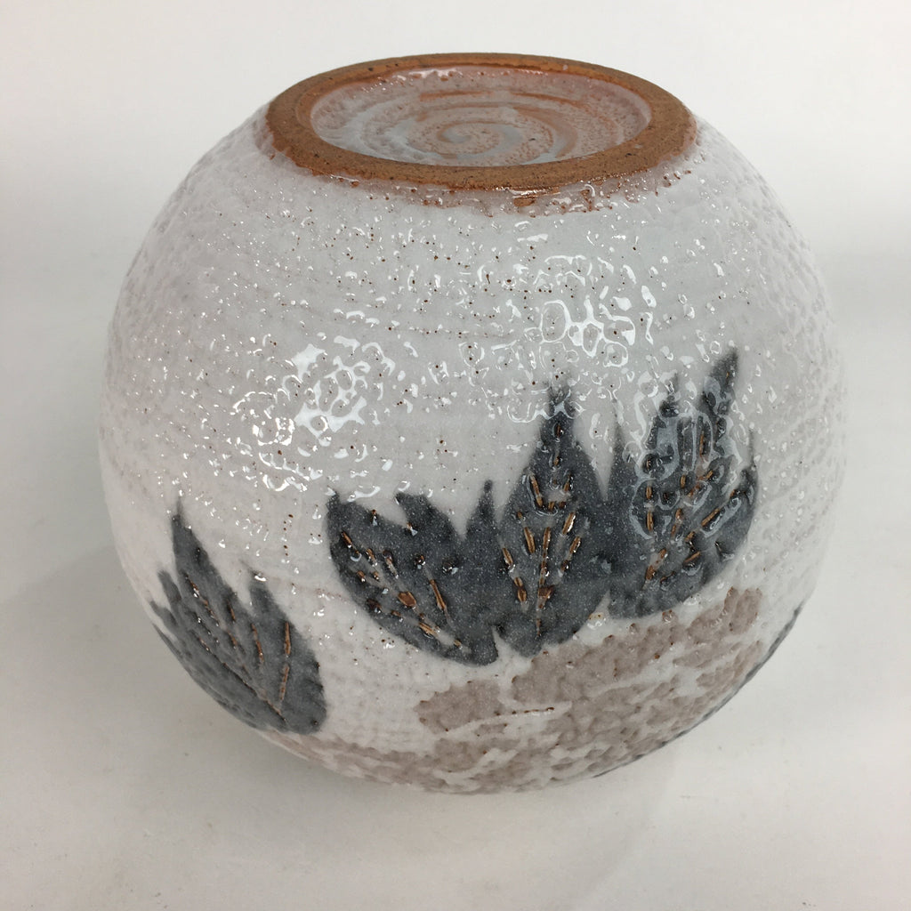 Japanese Ceramic Flower Vase Kabin Mino ware Vtg Pottery White Ikebana FV932