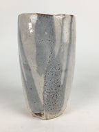 Japanese Ceramic Flower Vase Kabin Mino ware Vtg White Shino Ikebana FV947