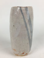 Japanese Ceramic Flower Vase Kabin Mino ware Vtg White Shino Ikebana FV947