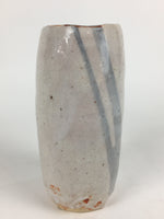 Japanese Ceramic Flower Vase Kabin Mino ware Vtg White Shino Ikebana FV947
